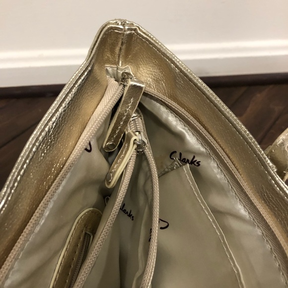 Clarks Leather Gold Foil Handbag - Picture 10 of 11